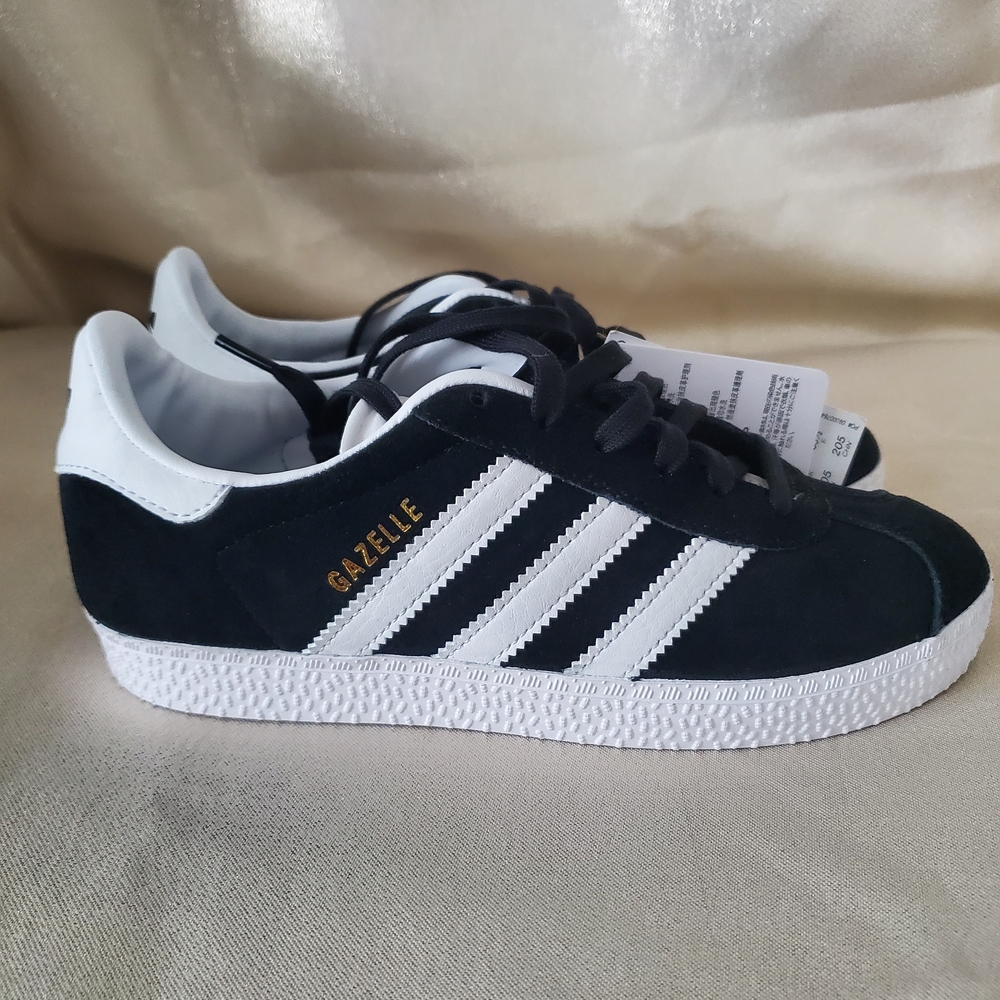 Adidas Kids Gazelle Black White Gold Sneakers